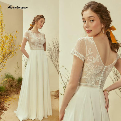 NumberSea Sukienka Na Wesele Elfenbein Strand Brautkleider Sexy Backless Appliques Brautkleider Plus Größe Robe Mariee Lakshmigown
