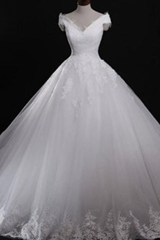 NumberSea Weißes Spitzen-Brautkleid im klassischen Stil mit schulterfreiem Schnitt und Schnürung, MW186 