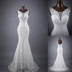 Robe de mariée sirène sans manches NumberSea blanche à lacets, robe de mariée populaire, MW132