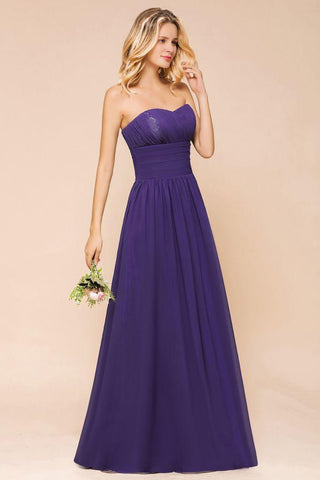 Sweetheart Chiffon Garten Brautjungfernkleid Trägerloses Partykleid