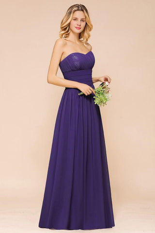 Sweetheart Chiffon Garten Brautjungfernkleid Trägerloses Partykleid