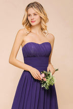Sweetheart Chiffon Garden Bridesmaid Dress Strapless Party Dress