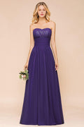 Abito da Sposa Chiffon Sweetheart Giardino per Damigelle, Abito da Festa Senza Spalline