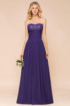 Sweetheart Chiffon Garden Bridesmaid Dress Strapless Party Dress