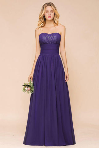 Sweetheart Chiffon Garten Brautjungfernkleid Trägerloses Partykleid