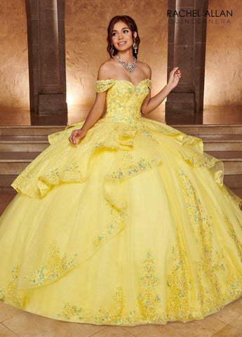 Vestido de quinceanera em camadas com decote em coração, Rachel Allan RQ3105