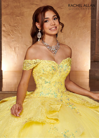 Vestido de quinceanera em camadas com decote em coração, Rachel Allan RQ3105