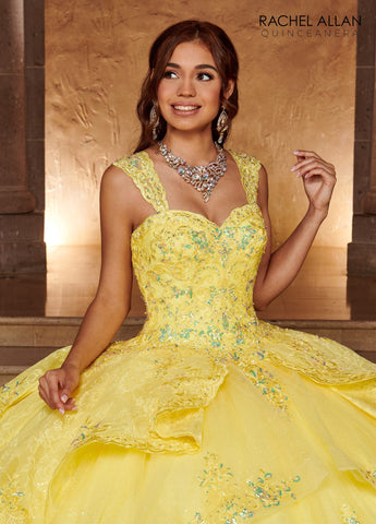 Vestido de quinceanera em camadas com decote em coração, Rachel Allan RQ3105