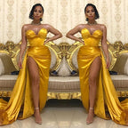 Sweetheart Long Mermaid Satin Evening Dresses with Slit