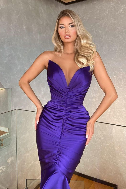 Long Sweetheart Mermaid Satin Formal Prom Dress