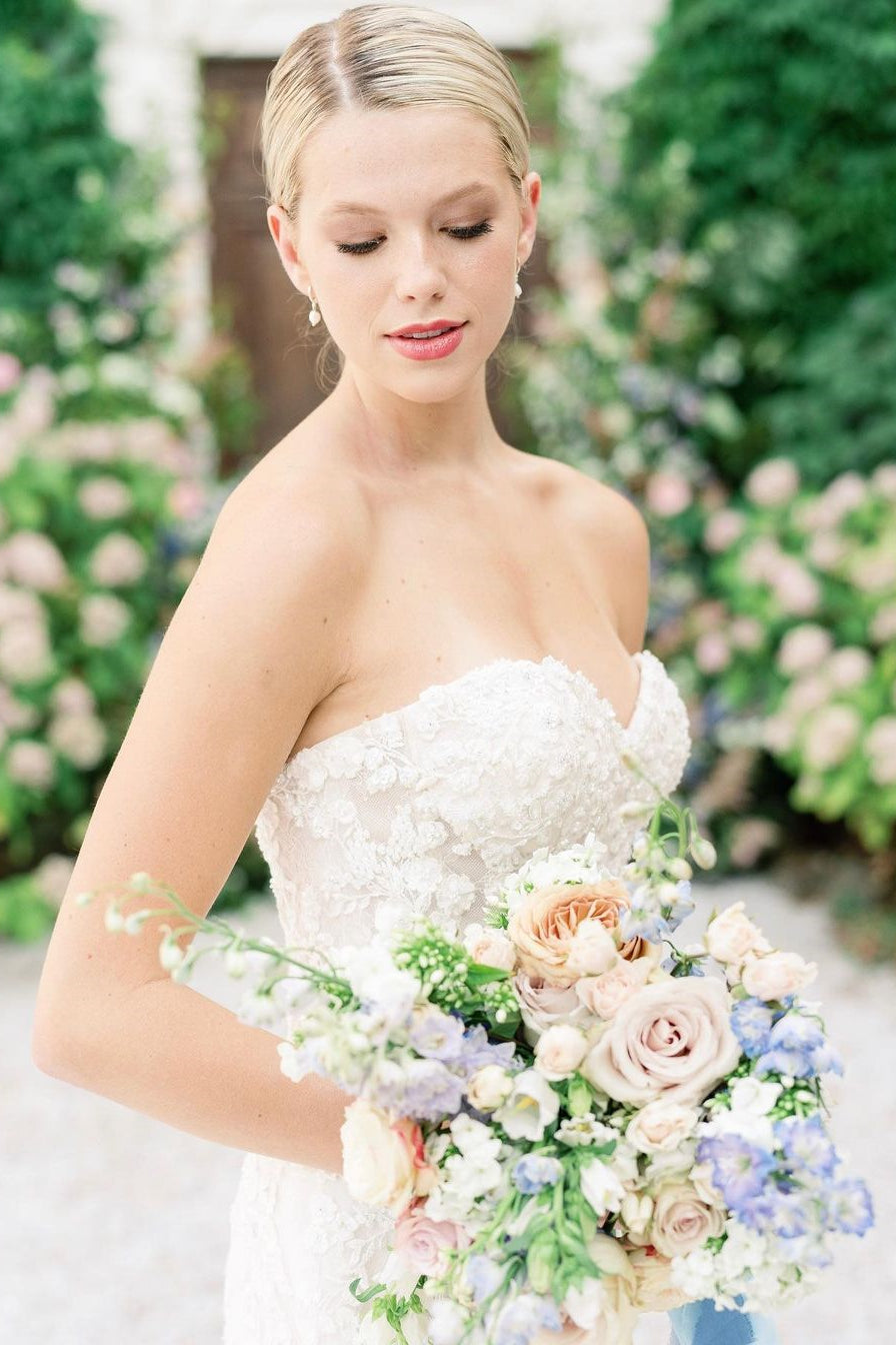 Sweetheart-Mermaid-Ärmelloses Tüll-Applikations-Brautkleid mit Spitze