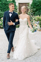 Sweetheart-Mermaid-Ärmelloses Tüll-Applikations-Brautkleid mit Spitze