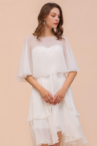 Sweetheart Mini Chiffonkleid mit Wickeln Einfaches Strand-Brautjungfernkleid für die Braut