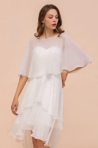 Sweetheart Mini Chiffonkleid mit Wickeln Einfaches Strand-Brautjungfernkleid für die Braut