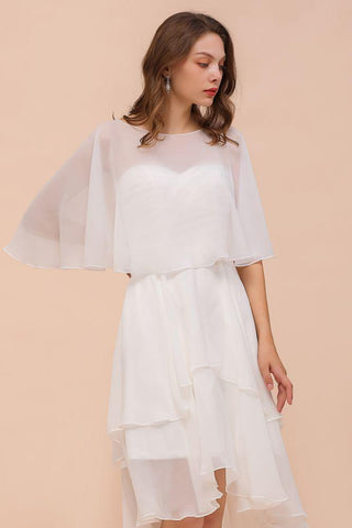 Sweetheart Mini Chiffonkleid mit Wickeln Einfaches Strand-Brautjungfernkleid für die Braut