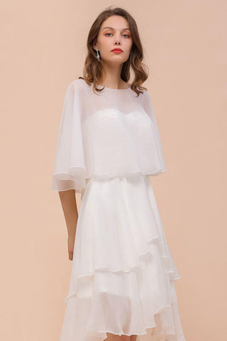 Sweetheart Mini Chiffonkleid mit Wickeln Einfaches Strand-Brautjungfernkleid für die Braut