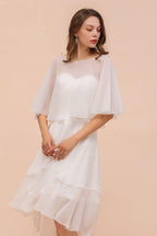 Sweetheart Mini Chiffon Dress with Wraps Simple Beach Bridesmaid Dress for Bride