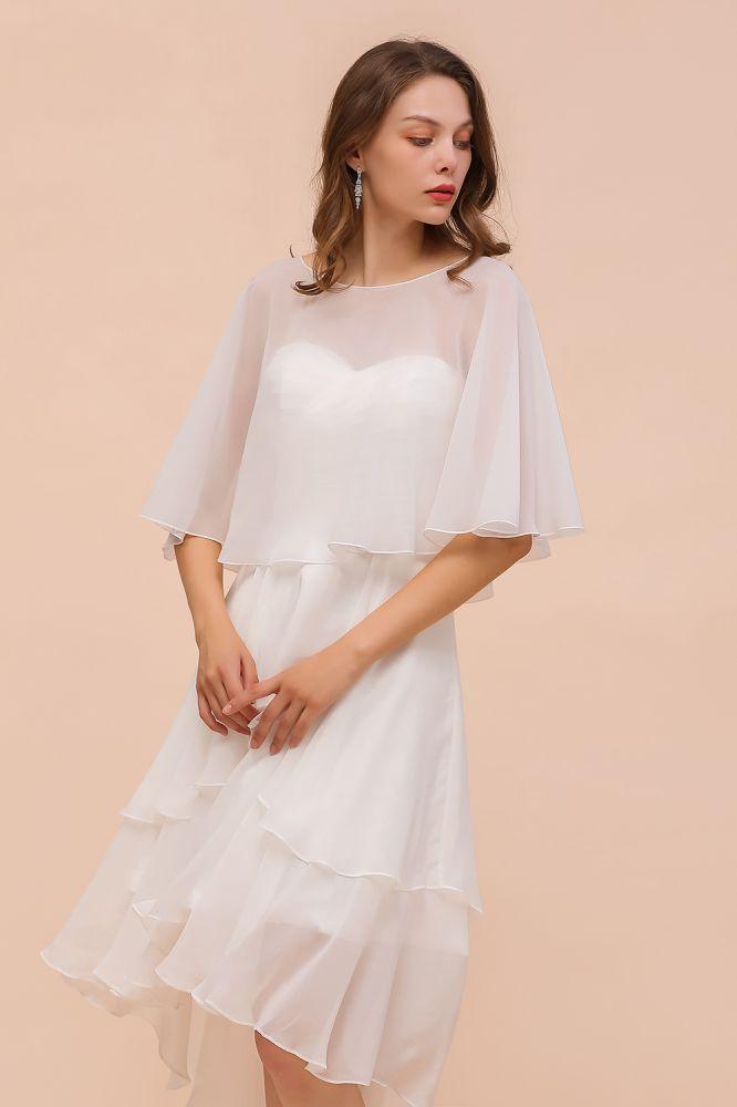 Sweetheart Mini Chiffon Dress with Wraps Simple Beach Bridesmaid Dress for Bride