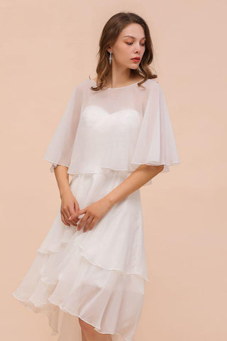 Sweetheart Mini Chiffonkleid mit Wickeln Einfaches Strand-Brautjungfernkleid für die Braut