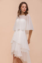 Sweetheart Mini Chiffon Dress with Wraps Simple Beach Bridesmaid Dress for Bride