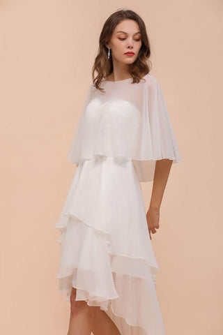 Sweetheart Mini Chiffonkleid mit Wickeln Einfaches Strand-Brautjungfernkleid für die Braut