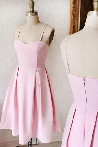 Herzförmiger Ausschnitt, kurze rosa Ballkleider, Satin, Heimkehrkleider, PD400