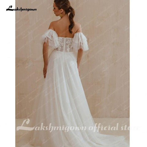 NumberSea Brautkleid mit Herzausschnitt und kurzen Ärmeln
