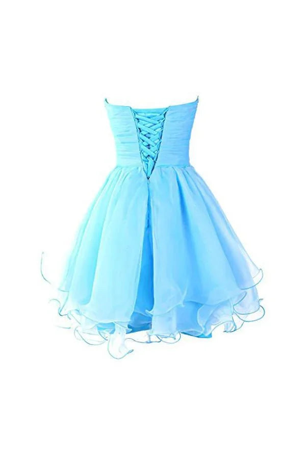 Sweetheart Organza Blaue Homecoming-Kleider Ballkleider PG054