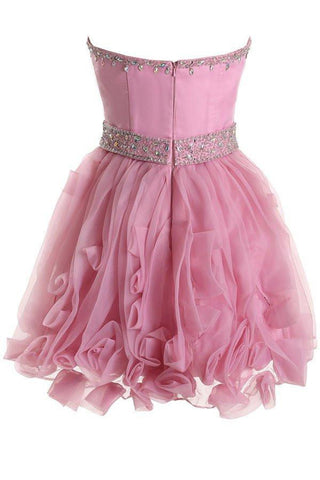 Sweetheart Organza Rosa Homecoming Kleider Kurze Ballkleider PG067
