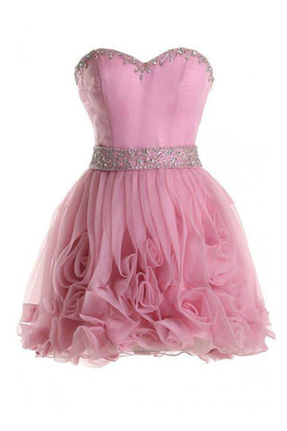Sweetheart Organza Rosa Homecoming Kleider Kurze Ballkleider PG067