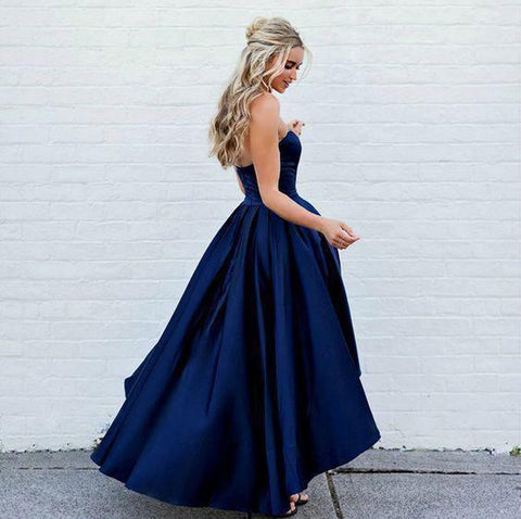 Herzausschnitt Marineblau High Low Ballkleider Homecoming Kleider PD415
