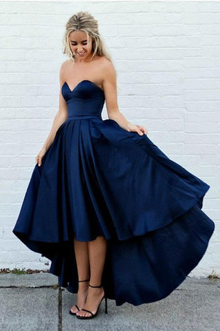Herzausschnitt Marineblau High Low Ballkleider Homecoming Kleider PD415