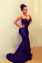 Long Sweetheart Sequins Mermaid Formal Prom Dress
