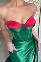 Sweetheart Sleeveless Mermaid Prom Gown with Dazzling Split
