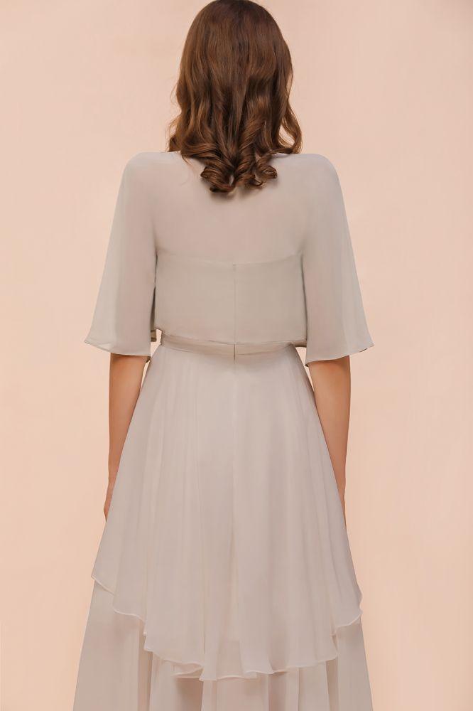 Sweetheart Sleeveless Mini Grey Bridesmaid Dress with Chiffon Wraps