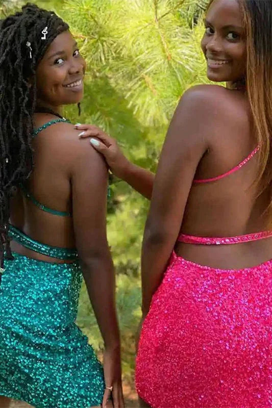 Herzausschnitt-Ärmelloses Pailletten-Kurzes Homecoming-Kleid