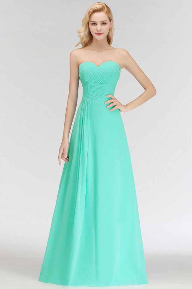 Sweetheart Strapless Floor Length Ruffles Top Bridesmaid Dress