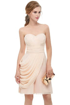 Sweetheart Trägerlos Rüschen Chiffon A-Line Kurz Homecoming-Kleid
