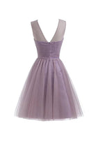 Vestido de Tela Tul en Lila Claro para el Baile de Bienvenida Vestidos Cortos para el Baile de Graduación PG069