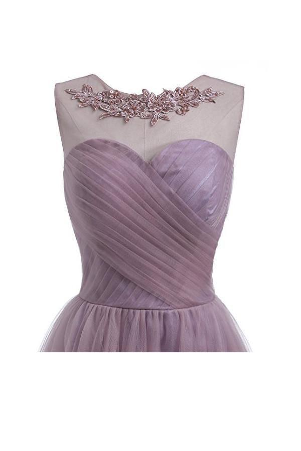 Vestido de Tela Tul en Lila Claro para el Baile de Bienvenida Vestidos Cortos para el Baile de Graduación PG069
