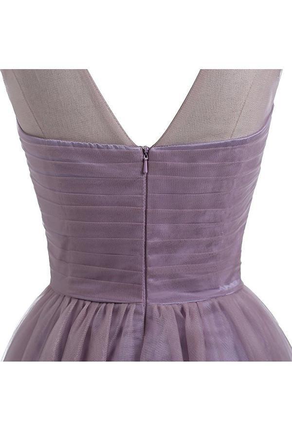 Vestido de Tela Tul en Lila Claro para el Baile de Bienvenida Vestidos Cortos para el Baile de Graduación PG069