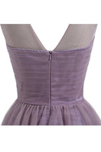 Vestido de Tela Tul en Lila Claro para el Baile de Bienvenida Vestidos Cortos para el Baile de Graduación PG069