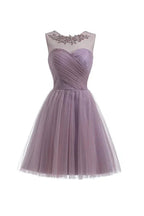 Vestido de Tela Tul en Lila Claro para el Baile de Bienvenida Vestidos Cortos para el Baile de Graduación PG069
