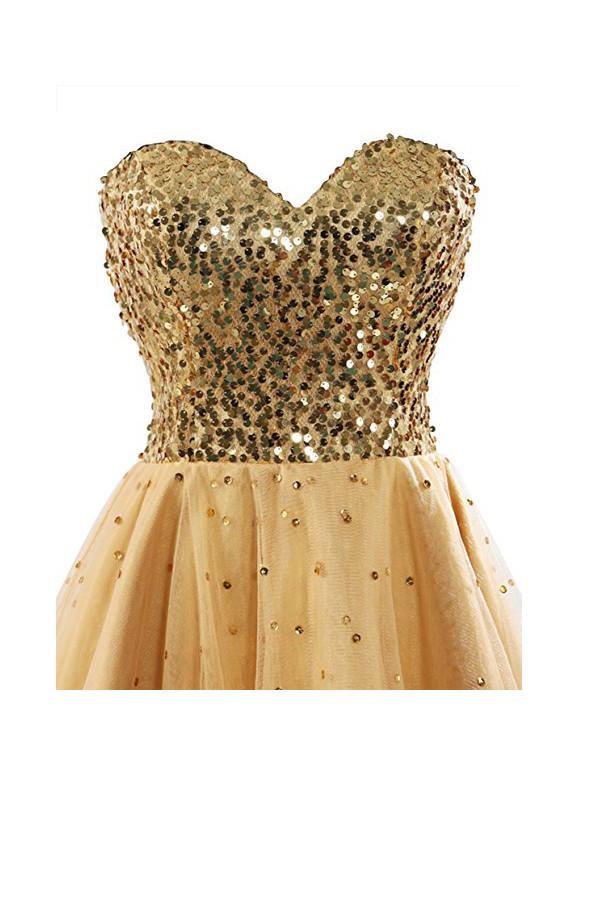 Sweetheart Tullle Sequins Homecoming Dress Short Prom Gown PG085