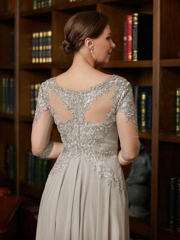 Kleider für die Brautmutter A-Linie Prinzessin Chiffon Spitze 3/4 Ärmel Wadenlang