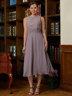 Mother of the Bride Dresses A-Line/Princess Chiffon Lace Sleeveless Length