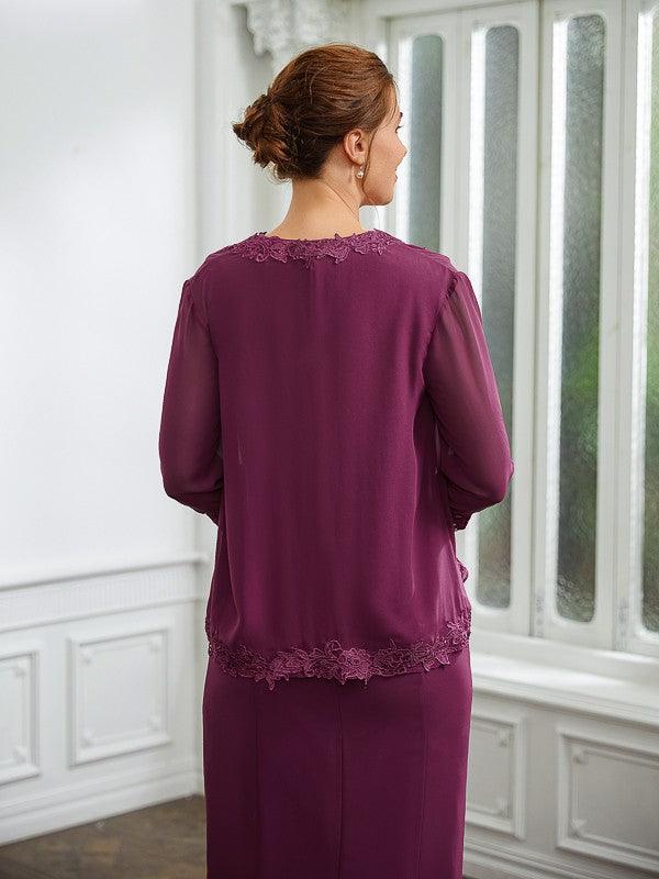 Vestidos para mãe da noiva com aplicações em chiffon, decote em V, sem mangas, comprimento chá