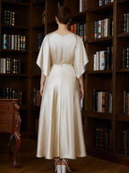 Kleider für die Brautmutter A-Linie/Prinzessin Seide wie Satin 1/2 Ärmel Knöchellang