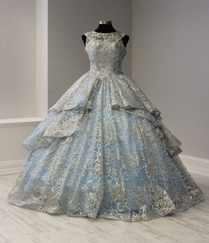 Gestuftes Quinceanera-Kleid mit Metallic-Illusion von House of Wu 26910