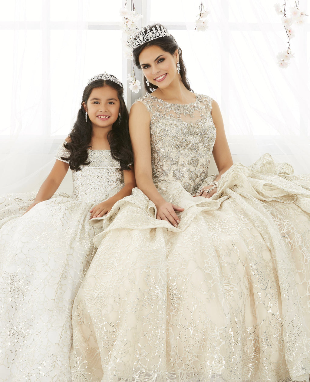 Tiered Metallic Illusion Quinceanera Dress by House of Wu 26910